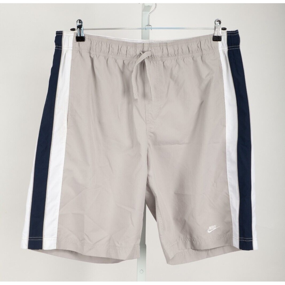 Nike Men's Athletic Shorts Gray with Navy and White Side Stripes
